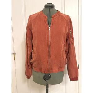 Lola Rae Gemma Tencel Bomber Jacket Burnt Orange Medium